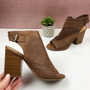 Soda Brown Chunky Heel Open Toe Shoes Sandals Women Size 6.5